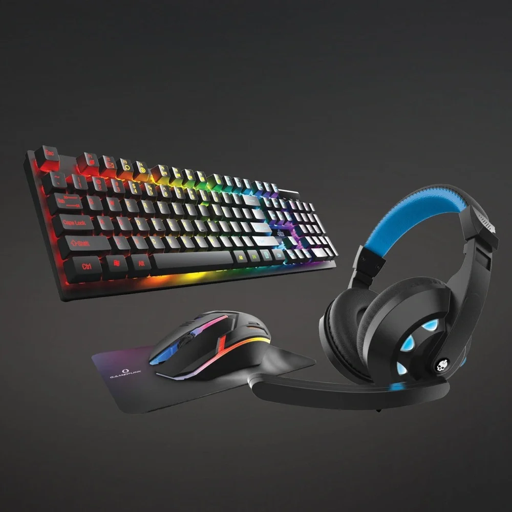 Game Punk 4In1 Pro Gaming Accessories Bundle Keyboard, Mouse, Headset, Mousepad